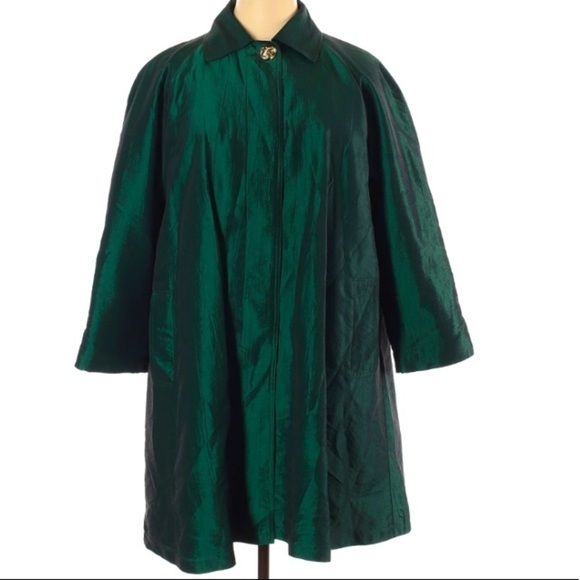 Vintage Brem Rainwear emerald green overcoat rain jacket plus 14 - Picture 1 of 9
